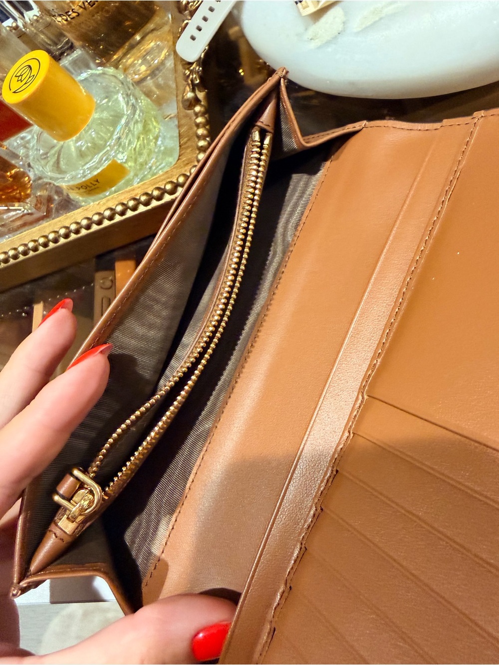 Prada Cognac Leather Continental Wallet with Gold Logo - Picture 4 of 5